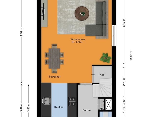 Plattegrond van Dokter Fokkensstraat 6