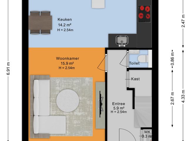 Plattegrond van Gerberalaan 9