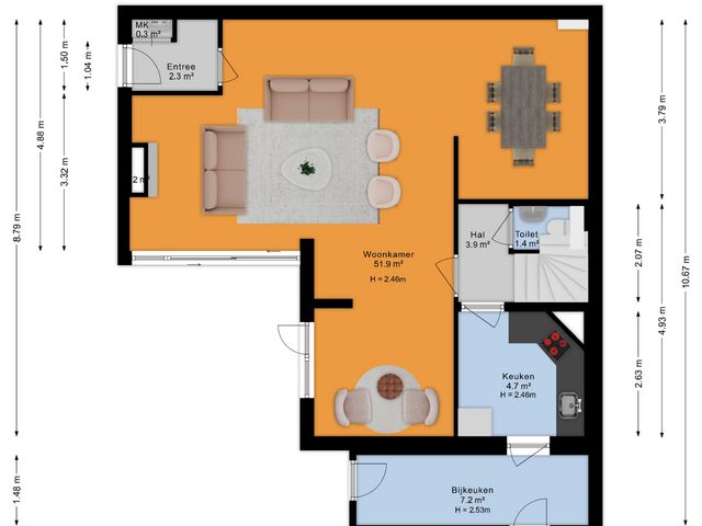 Plattegrond van Valkastraat 10