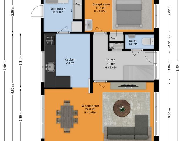 Plattegrond van Monsterseweg 41A