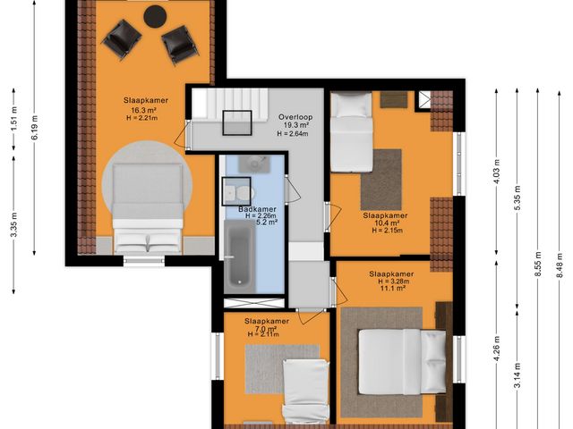 Plattegrond van Vredebestlaan 54