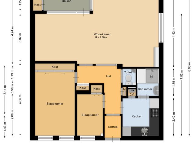 Plattegrond van Rijnvaartweg 14