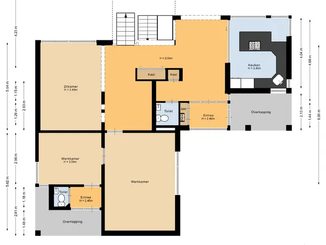 Plattegrond van Tiendweg 7