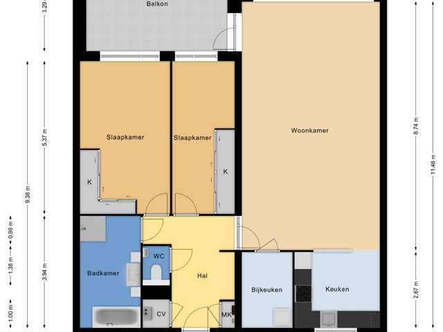 Plattegrond van Vreeburghlaan 5ap7