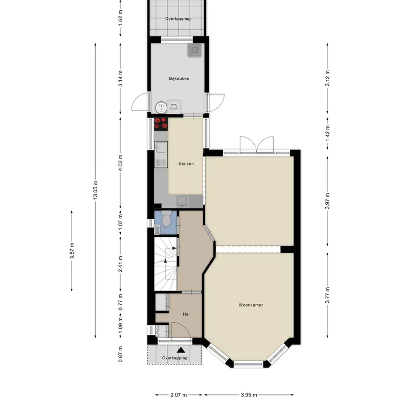 Plattegrond 1 van Comansstraat 7