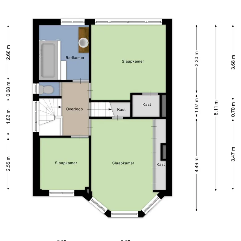 Plattegrond 3 van Comansstraat 7