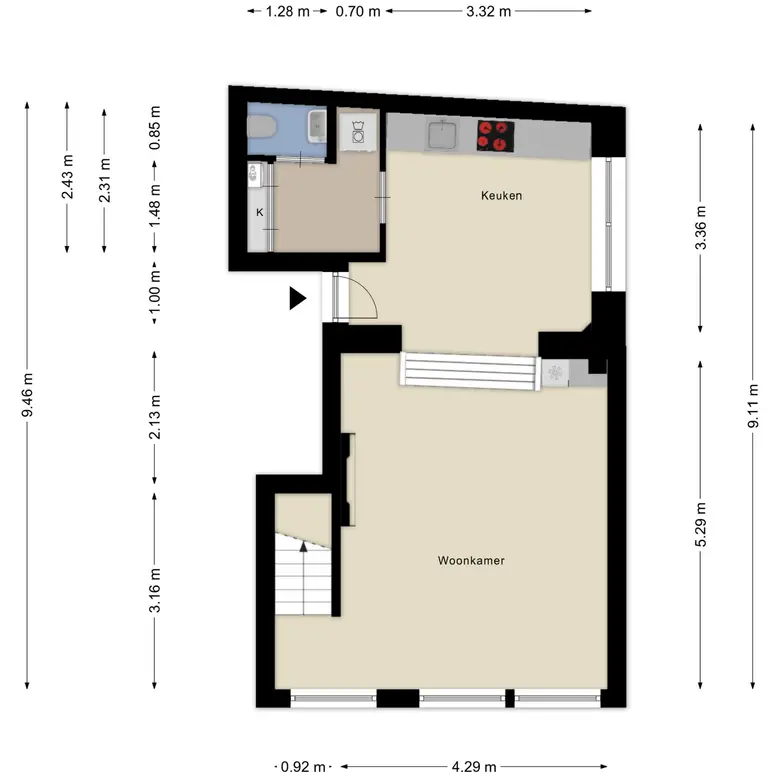 Plattegrond 1 van Hoogstraat 26
