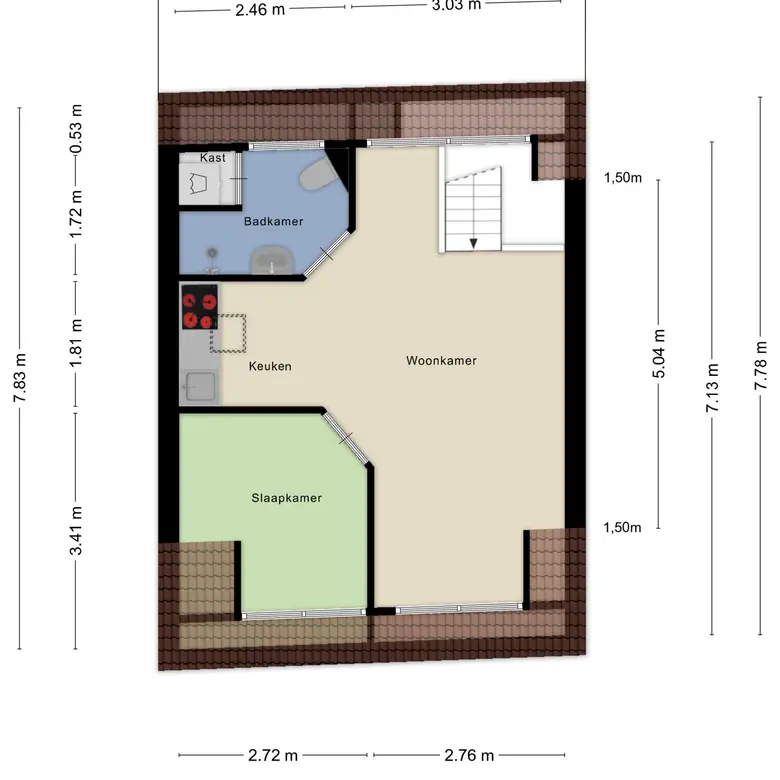 Plattegrond 4 van Breestraat 166A
