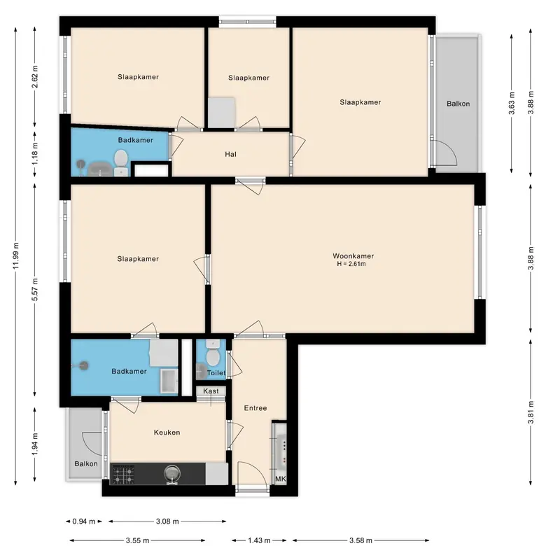 Plattegrond 1 van Büllerlaan 34