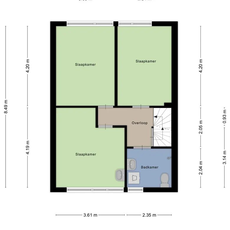 Plattegrond 3 van Zwaansmeerstraat 48