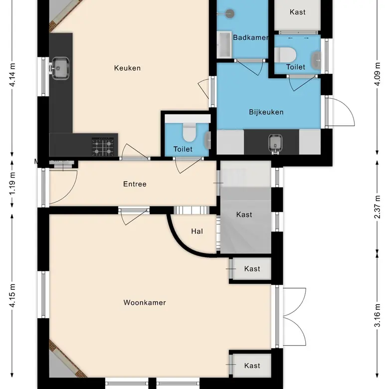 Plattegrond 1 van Duinenboschweg 5
