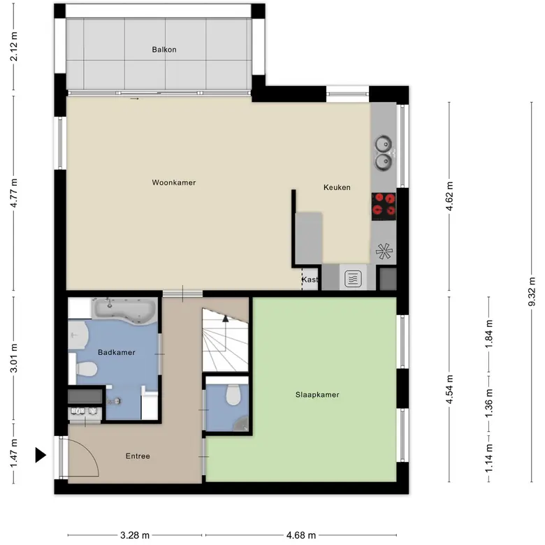 Plattegrond 1 van Fien de la Marstraat 30