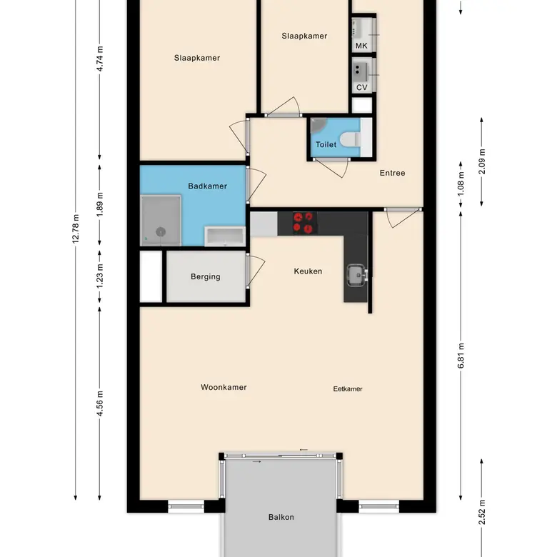 Plattegrond 1 van Torenstraat 4b
