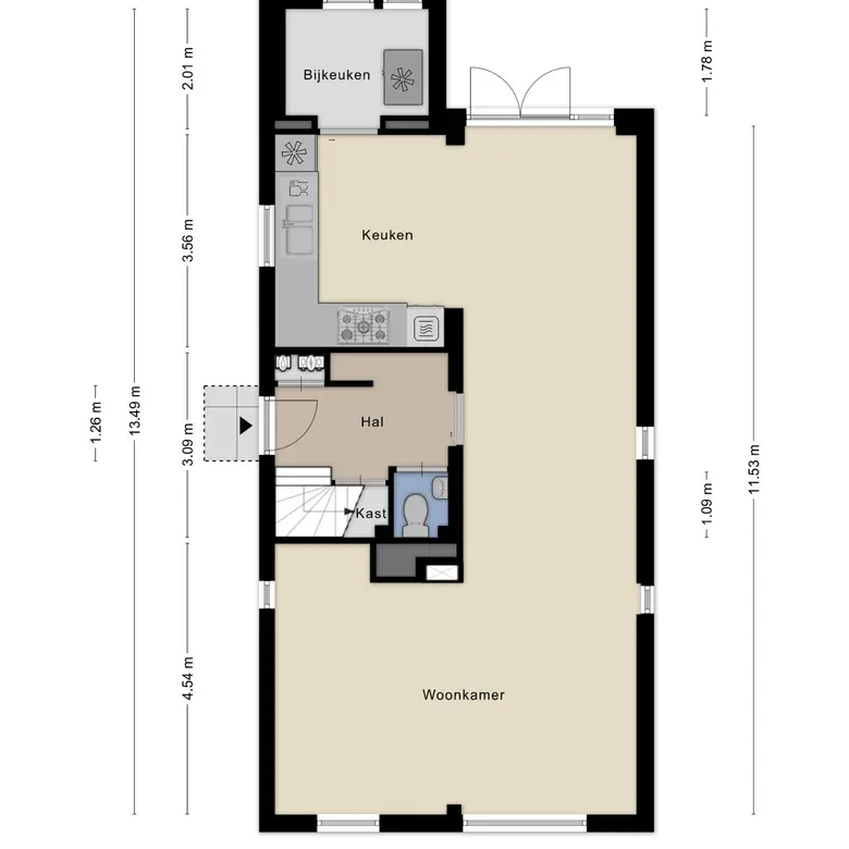 Plattegrond 2 van Ruiterweg 59