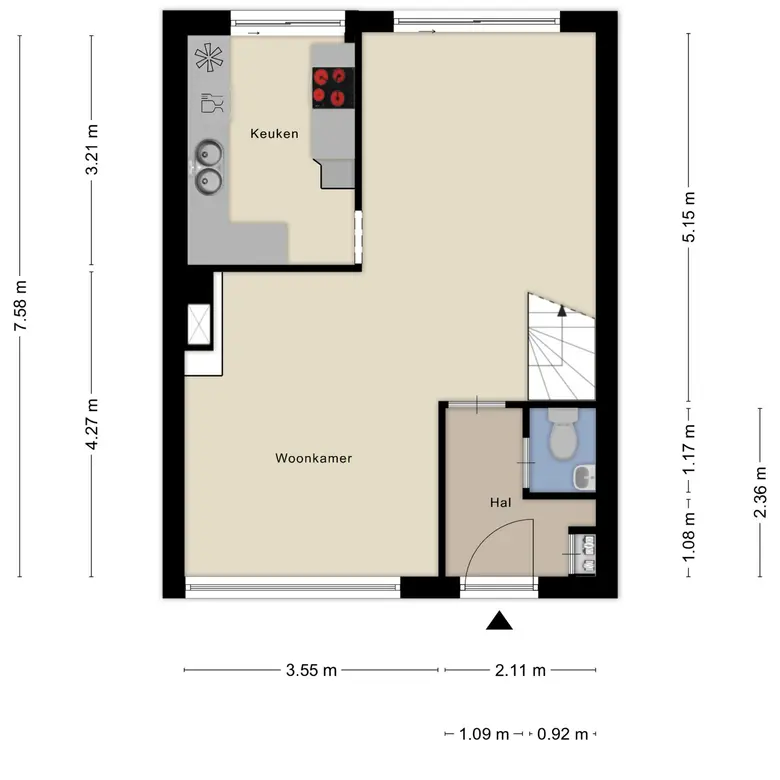 Plattegrond 2 van Van Hoockerkenstraat 3