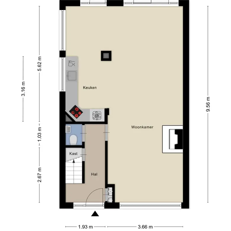 Plattegrond 2 van J.J. van Nesstraat 1