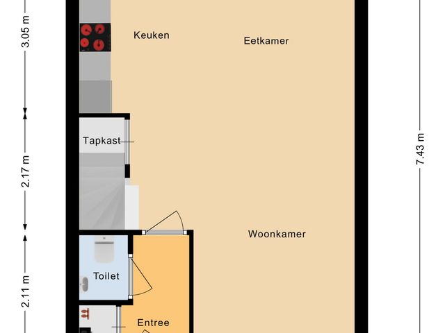 Plattegrond van Zustersteeg 6