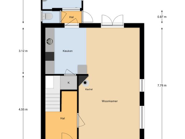 Plattegrond van Akkerstraat 12
