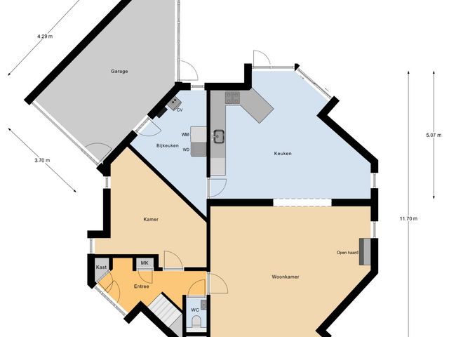 Plattegrond van Akkerstraat 3C