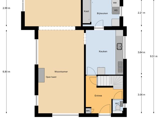 Plattegrond van Deken van Baarstraat 45