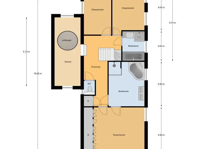Plattegrond van Deken van Baarstraat 21A