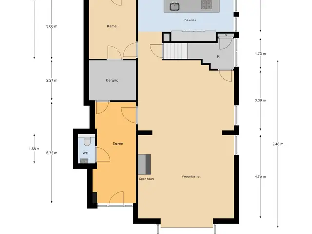 Plattegrond van Deken van Baarstraat 21A