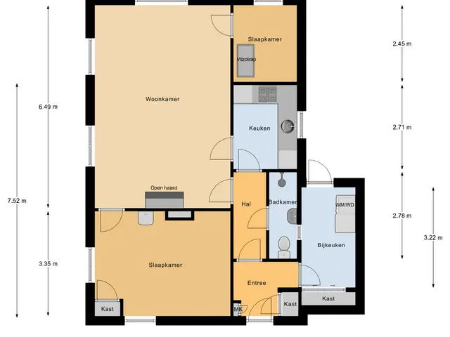 Plattegrond van Karrestraat 7B