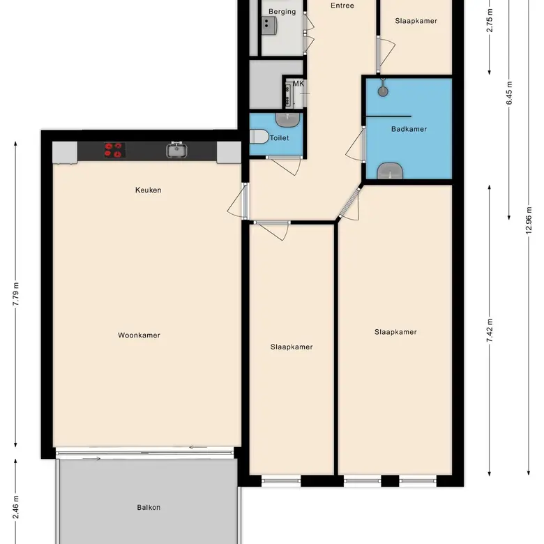 Plattegrond 1 van Middenweg 249R