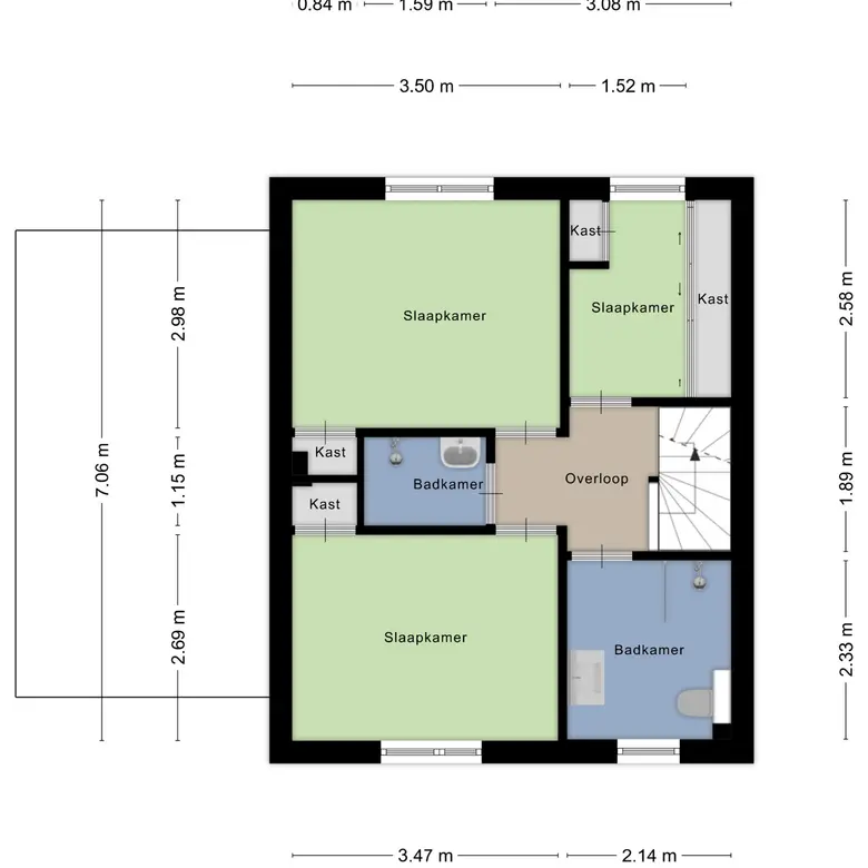 Plattegrond 3 van Beethovenstraat 77