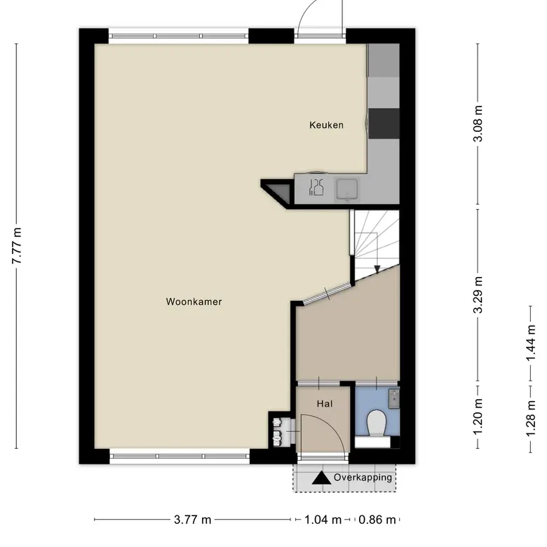 Plattegrond 2 van Prof ten Doesschatestraat 313