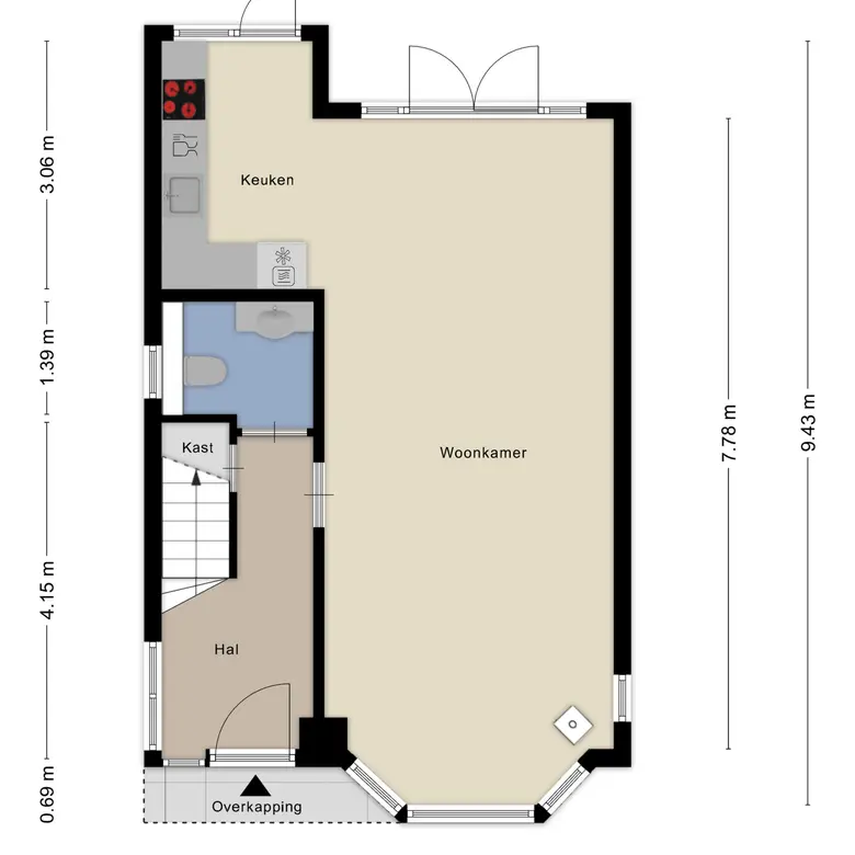 Plattegrond 2 van Laarmanstraat 2