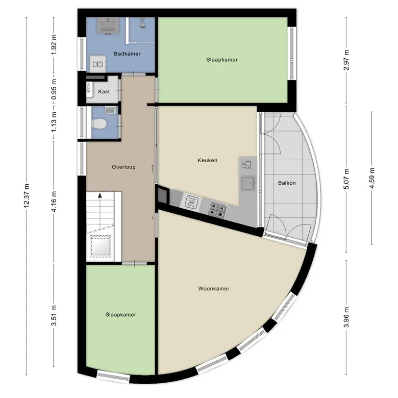 Plattegrond 1 van Commandeurslaan 3b