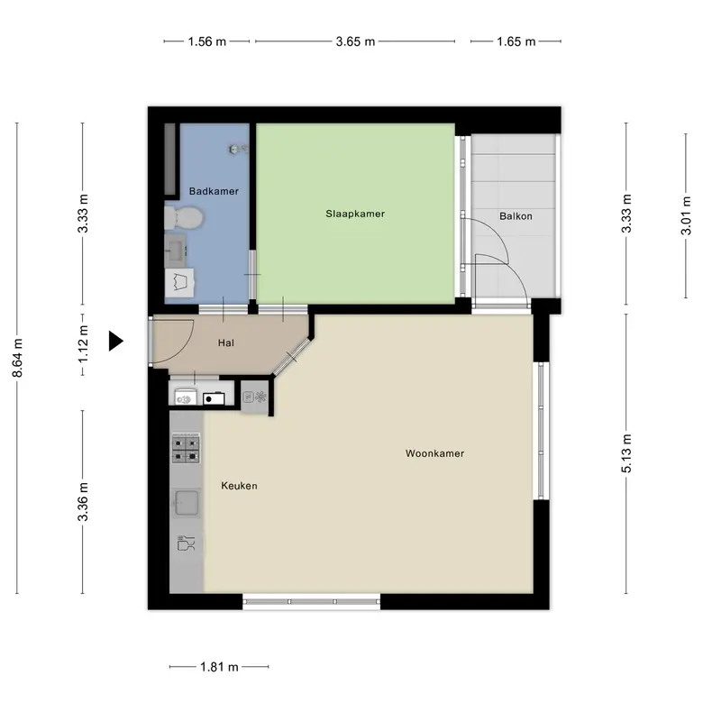 Plattegrond 1 van Heereweg 36d