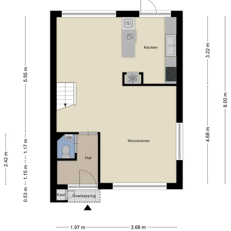 Plattegrond 2 van Bachstraat 7