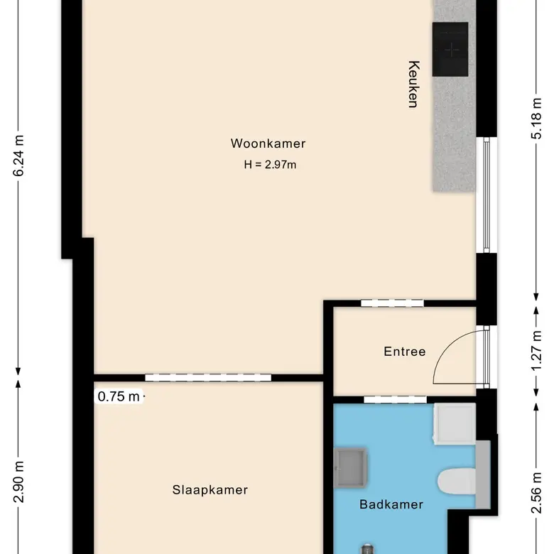 Plattegrond 1 van Middelweg 51a