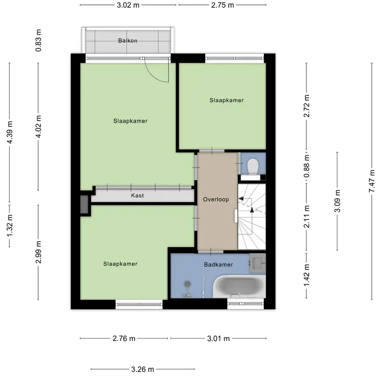 Plattegrond 3 van Wethouder Twaalfhovenstraat 36