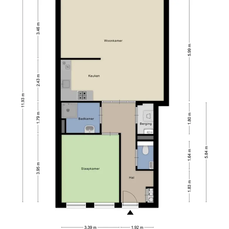 Plattegrond 1 van Middelweg 1d