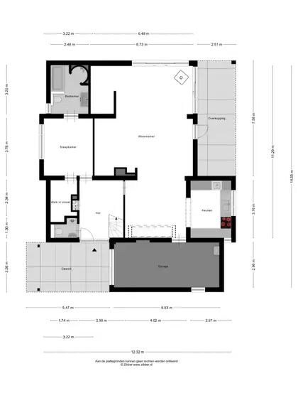 Plattegrond 1 van Rozenlaan 3R