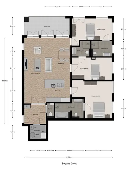 Plattegrond 1 van Wijngaardstraat 53