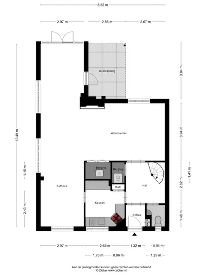 Plattegrond 1 van Zuidstraat 12A