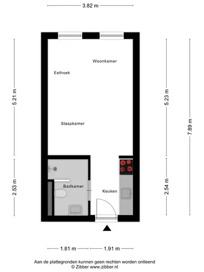 Plattegrond 1 van Smidsstraat 13C