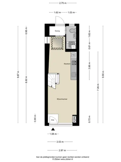 Plattegrond 1 van Weverijstraat 16