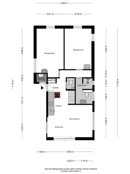 Plattegrond 1 van Hoge Weide 55