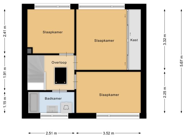 Plattegrond van Anna Bijnsstraat 48