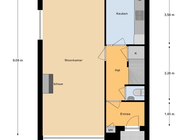 Plattegrond van Rouppe van der Voortlaan 15