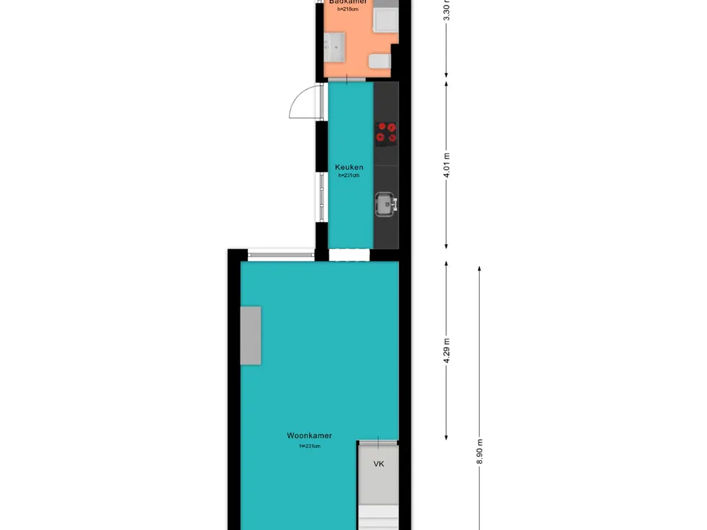 Plattegrond 1e Honthorststraat 8