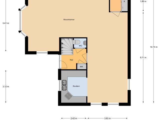 Plattegrond van Dijkstraat 22