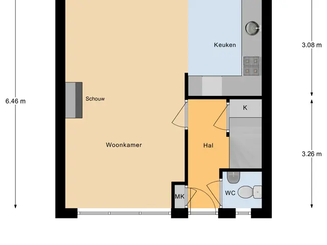 Plattegrond van De Huterstraat 43
