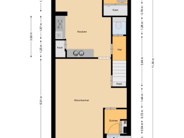 Plattegrond van Amstel 11