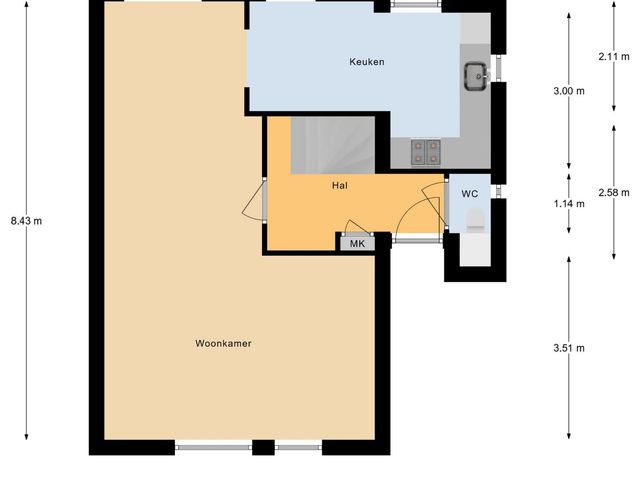 Plattegrond van Burg. Den Oudenstraat 2